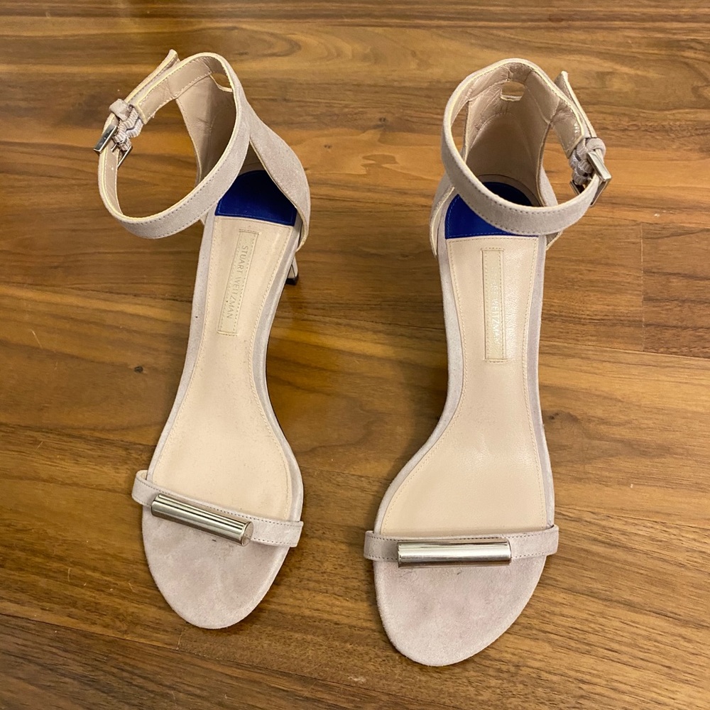 Stuart Weitzman Beige Ankle Strap Heels